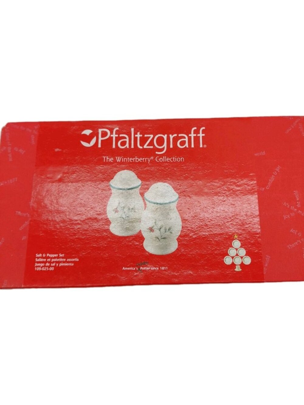 Pfaltzgraff Winterberry Salt And Pepper Shakers Red Berries White Stone